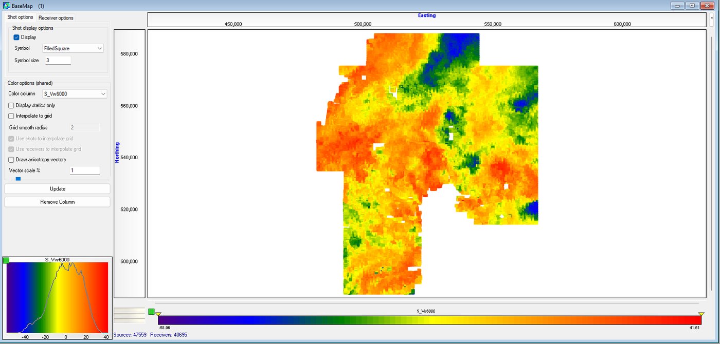 Base map of the delay-time statics solution across the survey area.